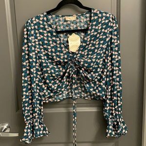 Altar’d State Teal Floral Top - Tag is Still On - Never Worn